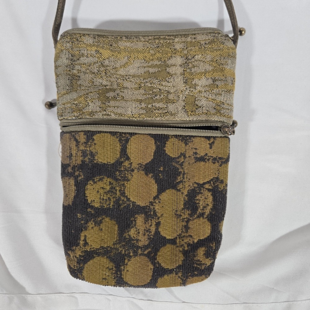 Maruca Cupcake Small Crossbody Bag Gold Gray Jacquard Handmade Colorado USA